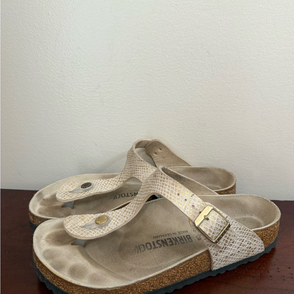 Birkenstock “Gizeh” Shiny Python Sandal In The Co… - image 4